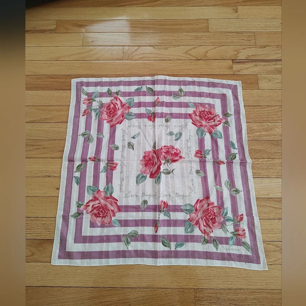 Lanvin floral striped small scarf EUC